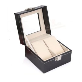 HQdeal Faux Boîte à bijoux en cuir Présentoir coffret boîte à montre pour 2 montres HQdeal Faux Boîte à bijoux en cuir Présentoir coffret boîte à montre pour 2 montres