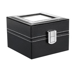 Housweety Coffret à Montres Noir pour 2 Montres en Simili Cuir 11.2cm x11.2cm x8.2cm Housweety Coffret à Montres Noir pour 2 Montres en Simili Cuir 11.2cm x11.2cm x8.2cm 3