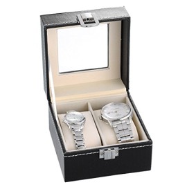 Housweety Coffret à Montres Noir pour 2 Montres en Simili Cuir 11.2cm x11.2cm x8.2cm Housweety Coffret à Montres Noir pour 2 Montres en Simili Cuir 11.2cm x11.2cm x8.2cm 4