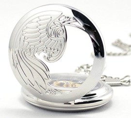 Infinite U Aigle/Ange/Phœnix Ailes Acier Main-Vent Montre de Poche Mécanique Argent Infinite U Aigle/Ange/Phœnix Ailes Acier Main-Vent Montre de Poche Mécanique Argent 4