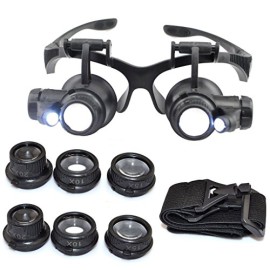 Kabalo 10X 15X 20X 25X LED Magnifier Double Eye Glasses Loupe Lens Jeweler Watch Repair Tool Set – Lunettes Loupe Regarder outil de réparation + LED lampe Kabalo 10X 15X 20X 25X LED Magnifier Double Eye Glasses Loupe Lens Jeweler Watch Repair Tool Set – Lunettes Loupe Regarder outil de réparation + LED lampe 2