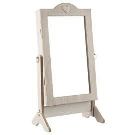 Maison futée – Armoire à bijoux sur pieds avec miroir pivotant 62 cm bois brut Maison futée – Armoire à bijoux sur pieds avec miroir pivotant 62 cm bois brut