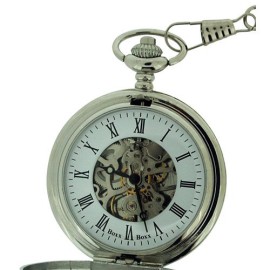 Montre-de-Poche-Mcanique-Boxx-Homme-Argente-Chiffres-Romains-et-Chane-de-30cm-0-0