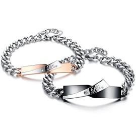 MunkiMix 2 Pièce Acier Inoxydable Bracelet Lien Poignet Argent Noir Rose Gourmette Chaîne Homme,Femme MunkiMix 2 Pièce Acier Inoxydable Bracelet Lien Poignet Argent Noir Rose Gourmette Chaîne Homme,Femme 2