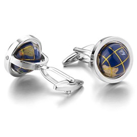 MunkiMix-2-Pice-Plaqu-Rhodium-Boutons-De-Manchette-Argent-Bleu-Globe-Chemise-Mariage-Business-1-Paire-Srie-Homme-0-1