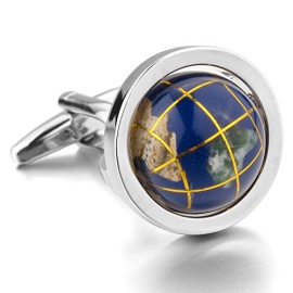 MunkiMix-2-Pice-Plaqu-Rhodium-Boutons-De-Manchette-Argent-Bleu-Globe-Chemise-Mariage-Business-1-Paire-Srie-Homme-0