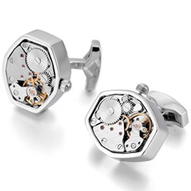 MunkiMix-2-Pice-Plaqu-Rhodium-Boutons-De-Manchette-Argent-Fonctionnement-Mouvements-De-Montres-En-De-Travail-tat-Chemise-Mariage-Business-1-Paire-Srie-Unique-Homme-0-1