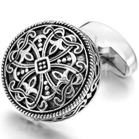 MunkiMix-2-Pice-Plaqu-Rhodium-Boutons-De-Manchette-Argent-Noir-Celtic-Celtique-Croix-Chemise-Mariage-Business-1-Paire-Srie-Unique-Homme-0