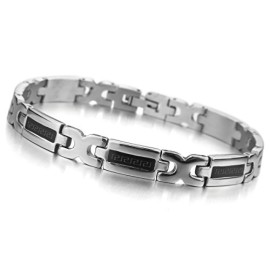 MunkiMix Acier Inoxydable Bracelet Lien Poignet Argent Noir Grecque Motard Biker Homme MunkiMix Acier Inoxydable Bracelet Lien Poignet Argent Noir Grecque Motard Biker Homme