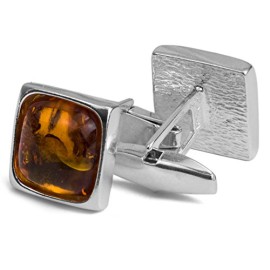 Noda – Boutons de manchette pour homme carrés en ambre argent 925/1000 Noda – Boutons de manchette pour homme carrés en ambre argent 925/1000 3