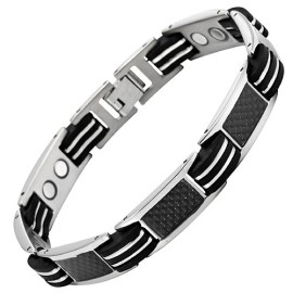 Nouveaut-Bracelet-Aimant-homme-en-titane-et-Incrustations-de-fibre-carbone-noire-Ustensile-ajusteur-inclus-0-2