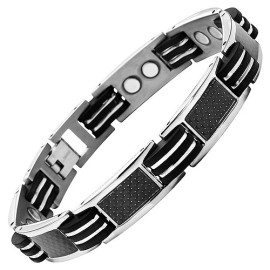 Nouveaut-Bracelet-Aimant-homme-en-titane-et-Incrustations-de-fibre-carbone-noire-Ustensile-ajusteur-inclus-0