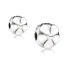 Pandora coffret cadeau – 2 cycles clip vos fleurs en argent et émail 791259EN12 blanc Pandora coffret cadeau – 2 cycles clip vos fleurs en argent et émail 791259EN12 blanc