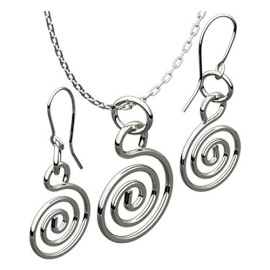 Parure de Pendentif, Chaine et Boucles d’Oreille, en Argent Sterling Plaqué, Spirale Celtique, Suggère la Renaissance Parure de Pendentif, Chaine et Boucles d’Oreille, en Argent Sterling Plaqué, Spirale Celtique, Suggère la Renaissance 2