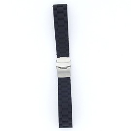 Pixnor-20mm-Silicone-souple-impermable–leau-montre-bracelet-en-acier-inoxydable-fermoir-boucle-noir-0-0