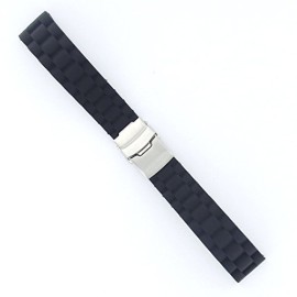 Pixnor-20mm-Silicone-souple-impermable–leau-montre-bracelet-en-acier-inoxydable-fermoir-boucle-noir-0-1