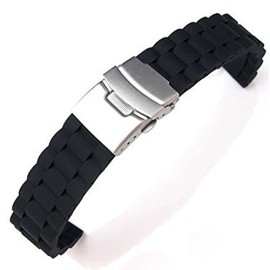 Pixnor 20mm Silicone souple imperméable à l’eau montre bracelet en acier inoxydable fermoir boucle (noir) Pixnor 20mm Silicone souple imperméable à l’eau montre bracelet en acier inoxydable fermoir boucle (noir)