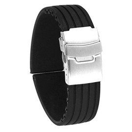 Pixnor 20mm bandes Silicone montre bracelet avec boucle déployante en acier inoxydable Pixnor 20mm bandes Silicone montre bracelet avec boucle déployante en acier inoxydable 3