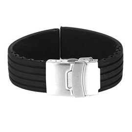 Pixnor 20mm bandes Silicone montre bracelet avec boucle déployante en acier inoxydable Pixnor 20mm bandes Silicone montre bracelet avec boucle déployante en acier inoxydable