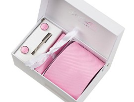 Rayures roses Ensemble Cravate étanche d’homme , Mouchoir, épingle et boutons de manchette coffret cadeau Rayures roses Ensemble Cravate étanche d’homme , Mouchoir, épingle et boutons de manchette coffret cadeau