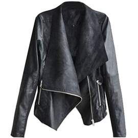 SODIALR-Mode-Vintage-Femmes-Mince-Motard-Motocyclette-PU-Cuir-Souple-Zippe-Veste-Manteau-Noir-L-0