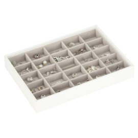 STACKERS jewellery box | classic white & grey velvet criss cross stacker STACKERS jewellery box | classic white & grey velvet criss cross stacker 3