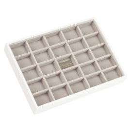 STACKERS jewellery box | classic white & grey velvet criss cross stacker STACKERS jewellery box | classic white & grey velvet criss cross stacker 2