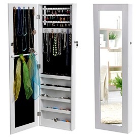 Songmics® 120 x 36 x 9,5 cm Armoire à bijoux Armoire murale Rangement avec Miroir et clés (Blanc) JBC24W Songmics® 120 x 36 x 9,5 cm Armoire à bijoux Armoire murale Rangement avec Miroir et clés (Blanc) JBC24W 3