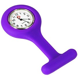 TRIXES Montre à gousset d’infirmière quartz en silicone avec broche violet TRIXES Montre à gousset d’infirmière quartz en silicone avec broche violet 3