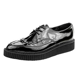 TU-K-Noir-verni-Chaussures-en-cuir–lacets-Bout-pointu-Creeper-0