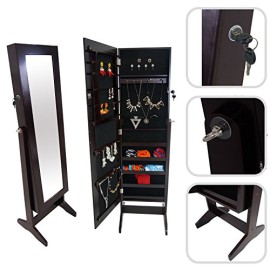 Todeco-Armoire--bijoux-avec-miroir-Marron-Rangement-bois-pratique-415-x-37-x-146-cm-0