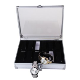 Trois Couleur® 12 Rayonnages/emplacements Ecrin de collection pour Montres ou bijoux Boîte de stockage en Aluminium et verre- Argenté-Coffret à bijoux Presentoir de Montre Trois Couleur® 12 Rayonnages/emplacements Ecrin de collection pour Montres ou bijoux Boîte de stockage en Aluminium et verre- Argenté-Coffret à bijoux Presentoir de Montre 3