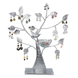 VENKON-Porte-Bijoux-Arbre-pour-le-Stockage-et-la-Prsentation-de-Bijouterie-Organisateur-Couleur-Argent-43-x-38-cm-0