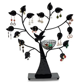 VENKON-Porte-Bijoux-Arbre-pour-le-Stockage-et-la-Prsentation-de-Bijouterie-Organisateur-Noir-43-x-38-cm-0