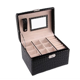 Valdler Faux cuir Grand rectangle Valdler Boîte à bijoux Voyage Storage Case Avec Verrouillage Valdler Faux cuir Grand rectangle Valdler Boîte à bijoux Voyage Storage Case Avec Verrouillage 3