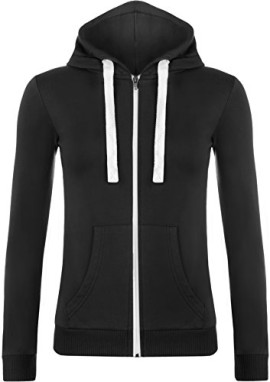 WearAll-Nouveau-Dames-Encapuchonn-Fermeture--glissire-Manches-Longues-Extensible-Poche-Hoodie-Top-Hauts-Femme-36-42-0