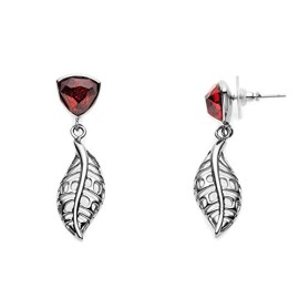 ZABOK-Boucles-doreilles-pendentif-feuille-sur-apprt-grenat--clou-Acier-Rouge-0