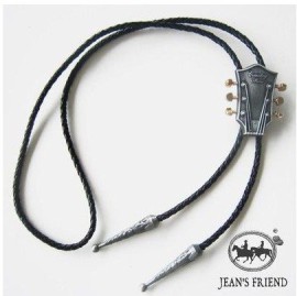 bolo-tie-cravate-texane-country-cowboy-western-guitare-antique-argent-0-0