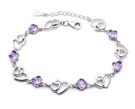 findout dames swarovski élément argent Solidarité et doubles améthyste bracelets en forme de coeur .pour femmes filles. (f20) findout dames swarovski élément argent Solidarité et doubles améthyste bracelets en forme de coeur .pour femmes filles. (f20) 2