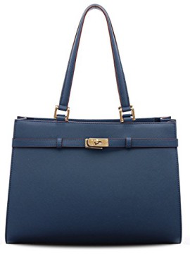 BOVARI sac à main Jackie – cuir de veau à imprimé saffiano – 37x27x16cm – bleu BOVARI sac à main Jackie – cuir de veau à imprimé saffiano – 37x27x16cm – bleu