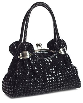 Big Handbag Shop Sac à main pour femme Motif tissé Poches multiples Bordure contrastée Fermoir portemonnaie argenté Big Handbag Shop Sac à main pour femme Motif tissé Poches multiples Bordure contrastée Fermoir portemonnaie argenté