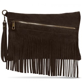 CASPAR – Sac à main en cuir à franges pour femme – Sac en daim – Fabriqué en Italie – Plusieurs coloris – TL703 CASPAR – Sac à main en cuir à franges pour femme – Sac en daim – Fabriqué en Italie – Plusieurs coloris – TL703