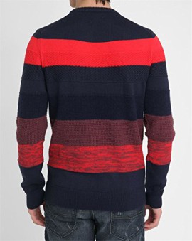 DIESEL-Homme-Pull-col-rond-ray-bleu-marine-et-rouge-pour-homme-0-0