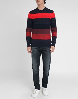 DIESEL-Homme-Pull-col-rond-ray-bleu-marine-et-rouge-pour-homme-0-1