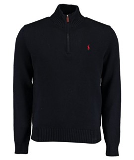 Designer manches longues Polo Ralph Lauren Mens Half Zip Pull bleu marine M Designer manches longues Polo Ralph Lauren Mens Half Zip Pull bleu marine M