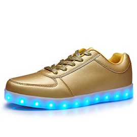 DoGeek-Baskets-LED-Chaussures-lumineuseUnisexe-Femme-Homme-Argent-Clignotants-de-Sports-Shoes-Light-Up-Gold-0