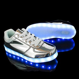 DoGeek-Chaussures-LED-Unisexe-Femme-Homme-Argent-USB-Rechargeable-Clignotants-Chaussures-de-Sports-Baskets-Argent-Gold-0-1