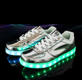 DoGeek-Chaussures-LED-Unisexe-Femme-Homme-Argent-USB-Rechargeable-Clignotants-Chaussures-de-Sports-Baskets-Argent-Gold-0-2