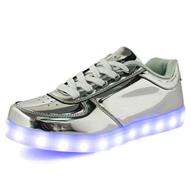 DoGeek Chaussures LED Unisexe Femme Homme Argent USB Rechargeable Clignotants Chaussures de Sports Baskets Argent Gold DoGeek Chaussures LED Unisexe Femme Homme Argent USB Rechargeable Clignotants Chaussures de Sports Baskets Argent Gold