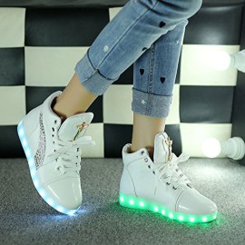 DoGeek-Croix-dange-Chaussures-LED-Baskets-Unisexe-Femme-Homme-Argent-USB-Chaussures-de-Sports-Baskets-0-3